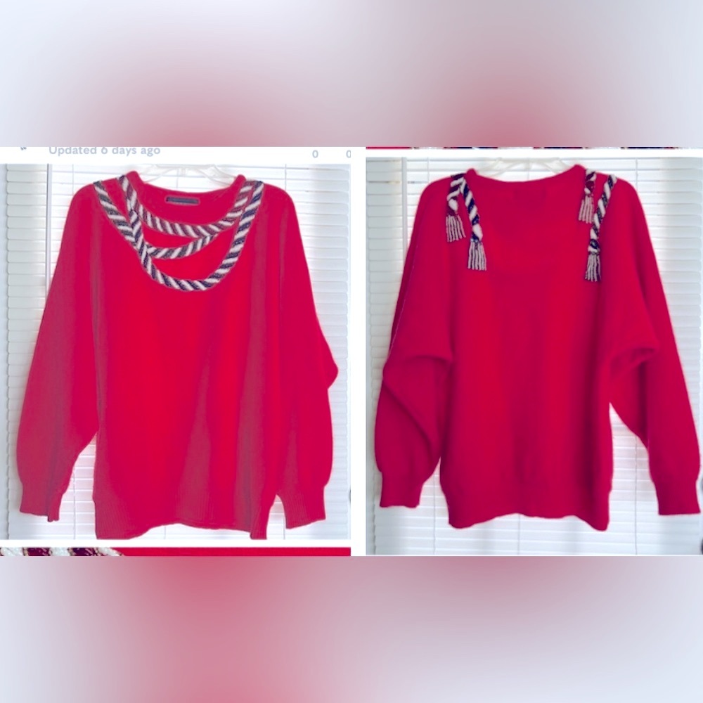 Lambswool and Angora Spree International 90s Vintage beaded mesh sweater sz L